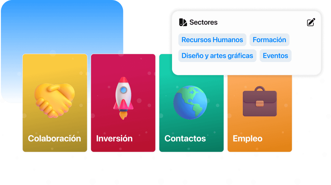 Intereses profesionales configurados en un perfil de Feending